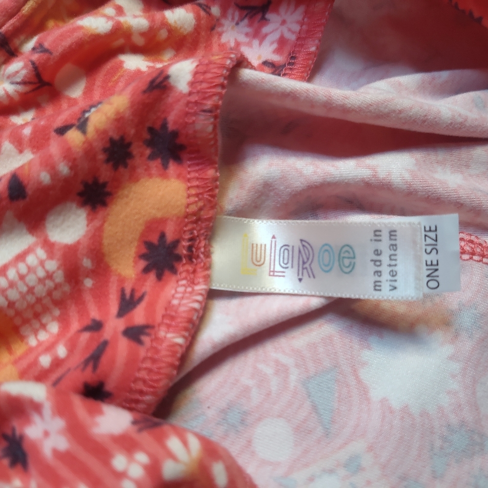 LuLaRoe Leggings Women's One Size Pink Floral Bottoms Skinny Leg Pants - Picture 9 of 10